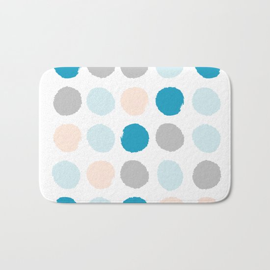 Painted dots minimal bright summer palette boho polka dots decor minimalist Bath Mat