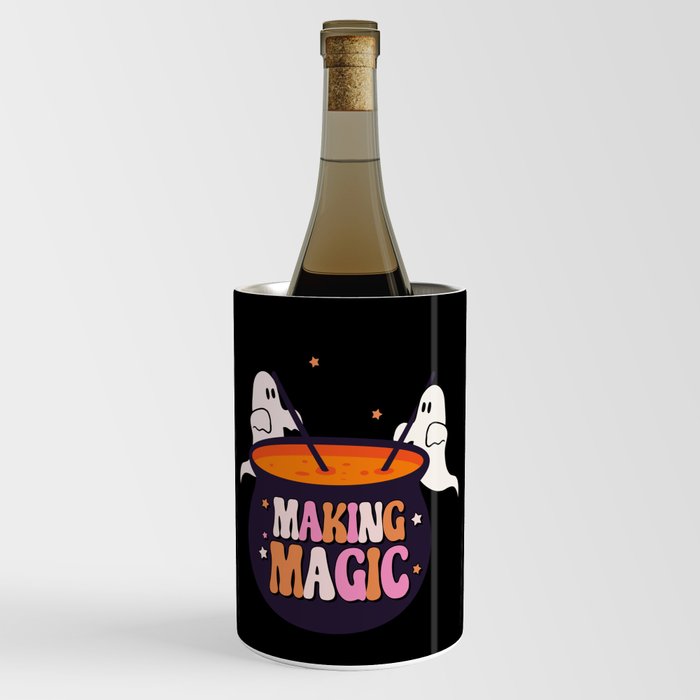 Halloween ghosts making magic witch brew Wine Chiller