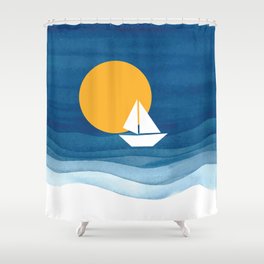 A sailboat in the sea Shower Curtain