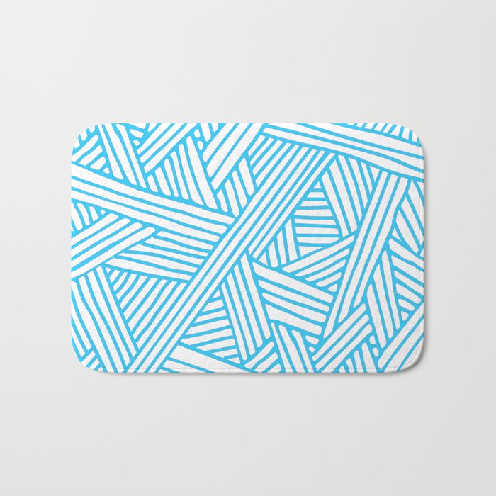 Abstract Teal & white Lines and Triangles Pattern - Mix and Match with Simplicity of Life Bath Mat