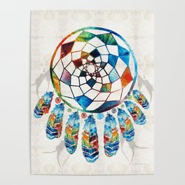 Native American Colorful Dream Catcher by Sharon Cummings Poster