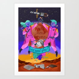 New Horizons Art Print | Soyasama, Galaxy, Universe, Graphicdesign, Rocket, Nasa, Digital, Graphite, Projectmars, Space 