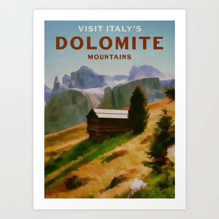 TRAVEL TOURISM DOBBIACO ITALY DOLOMITES MOUNTAIN FRAMED ART PRINT B12X11341