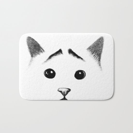 Cat with eyebrows Bath Mat