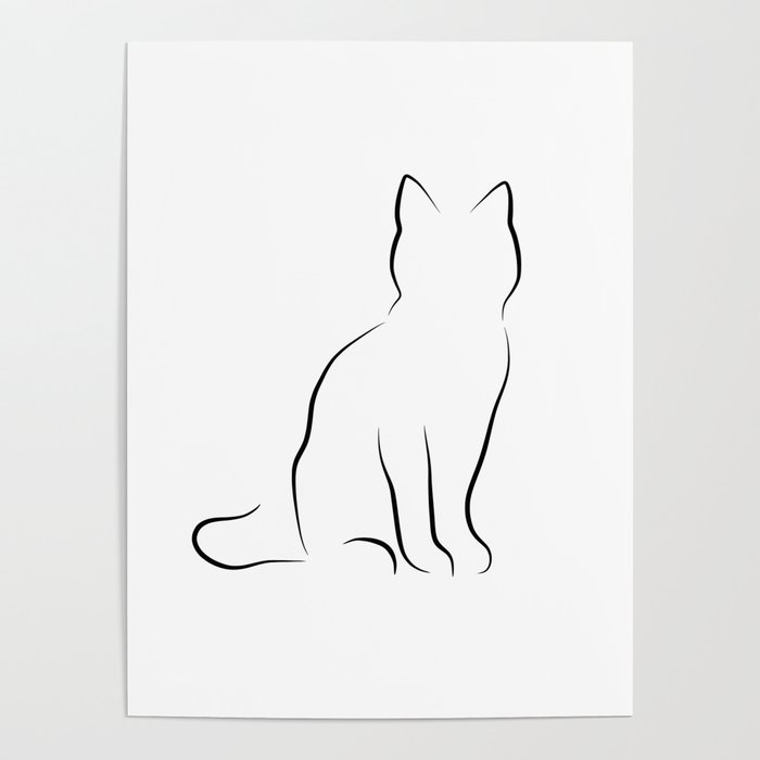 Minimalist Cat Line Drawing Poster by Peach On A Windowsill Society6