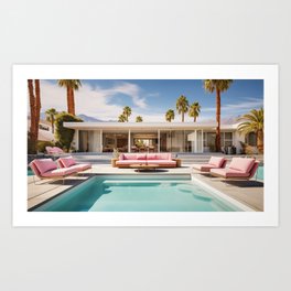 Pink Palm Springs Pool 524 Art Print