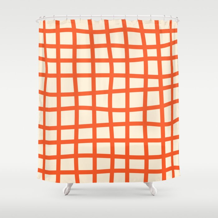 Abstract Plaid orange Shower Curtain