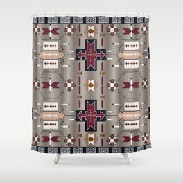 Red Hawk Feathers on High Mesa Shower Curtain