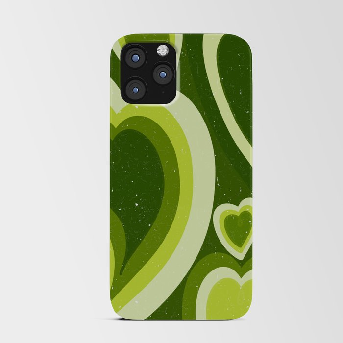 Poison Ivy Lava Lamp Hearts - Lime + Forest Green Swirling Hearts iPhone Card Case