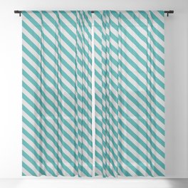 [ Thumbnail: Dark Cyan & Light Grey Colored Lines/Stripes Pattern Sheer Curtain ]