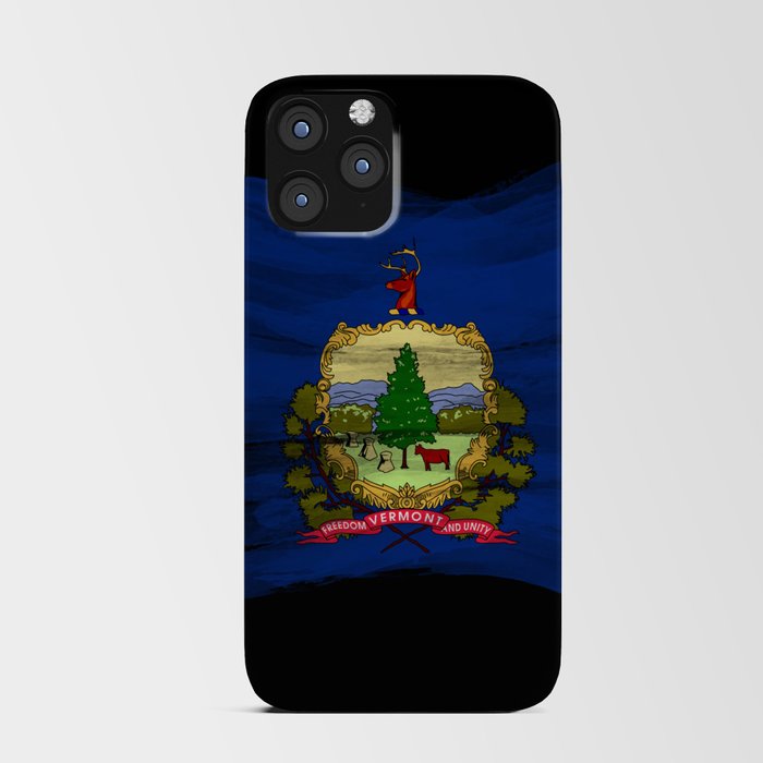 Vermont state flag brush stroke, Vermont flag background iPhone Card Case