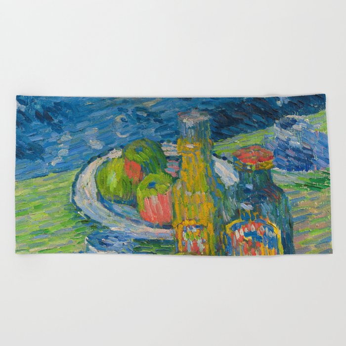 Alexej von Jawlensky "Still Life with Bottles and Fruit, Place Mat" 1900 Beach Towel