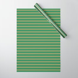 [ Thumbnail: Brown & Sea Green Colored Lines/Stripes Pattern Wrapping Paper ]