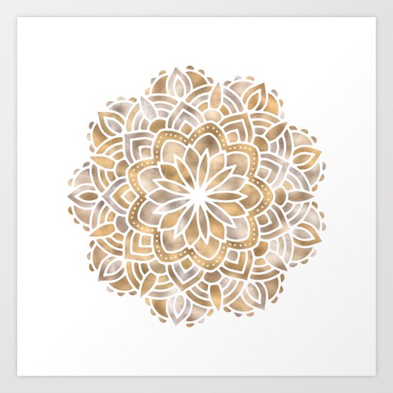 Mandala Multi Metallic in Gold Silver Bronze Copper Art Print