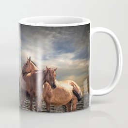 Western Horse Saddle and Cowboy Hat with Horses Coffee Mug