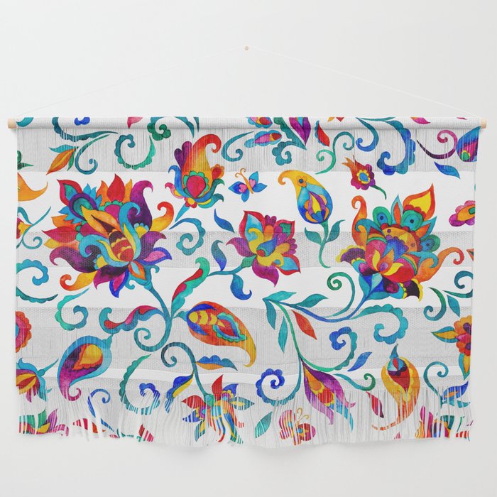 Exotic Oriental Chintz Summer Floral Pattern Wall Hanging