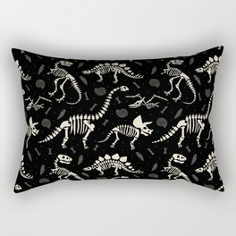 Dinosaur Fossils on Black Rectangular Pillow