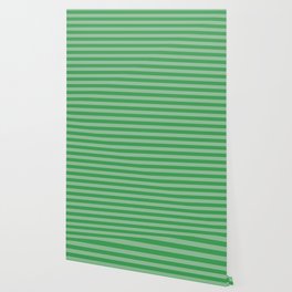 Clover Green Horizontal Summer Cabana Beach Picnic Stripes Wallpaper