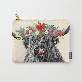 Baby Highland Cow with Flowers Crown Carry-All Pouch