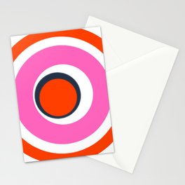 Modern Abstract Circles Pink Red and Navy Blue Stationery Card