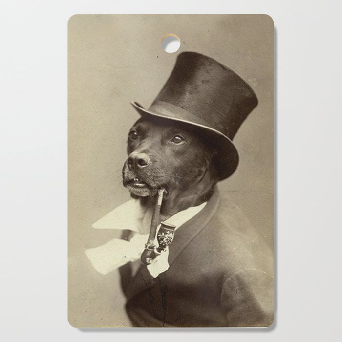 Dog in top hat with pipe vintage  Cutting Board