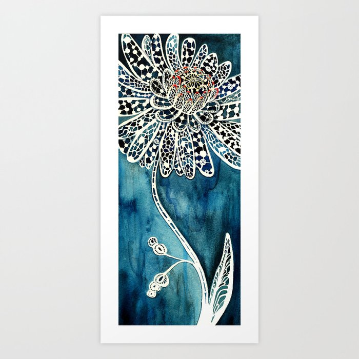 Flower Paintings: Lace Flower Art Print