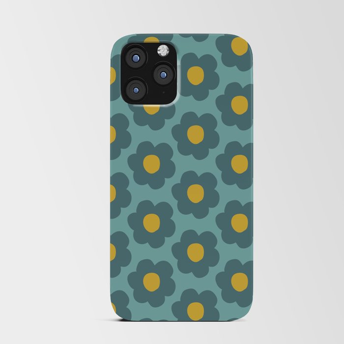 Retro Blue 60s 70s Flower Pattern #pattern #floral iPhone Card Case