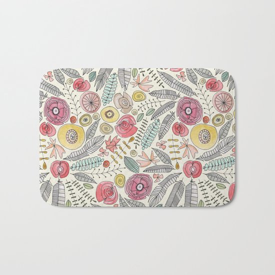 feather fleur watercolor Bath Mat