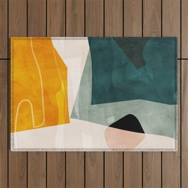 mid century shapes abstract painting 3 Outdoor Rug