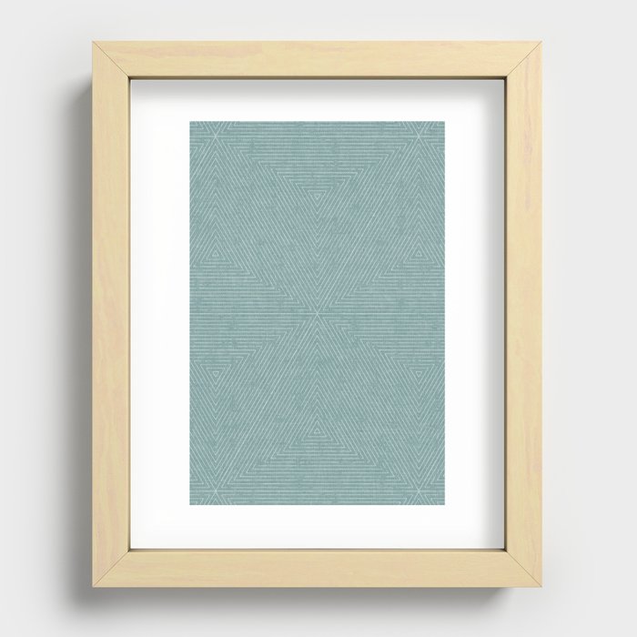 boho triangle stripes - dusty blue Recessed Framed Print