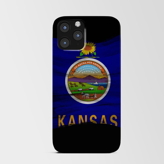 Kansas state flag brush stroke, Kansas flag background iPhone Card Case