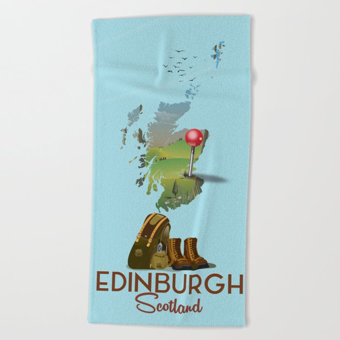 Edinburgh, Scotland, map Beach Towel