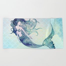 Watercolor Mermaid Beach Towel