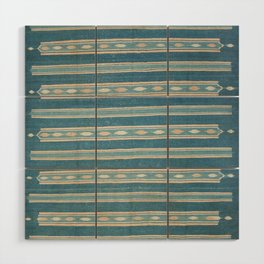 Antique Indigo Blue + Ivory Indian Dhurrie Kilim Carpet Vintage Rug Wood Wall Art