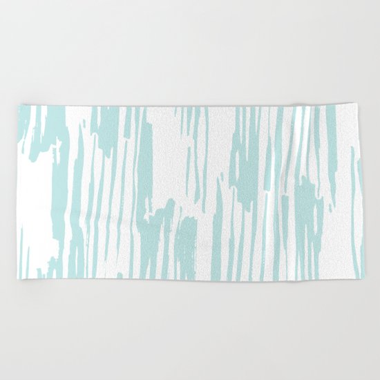 Bamboo Stripe White on Succulent Blue Beach Towel