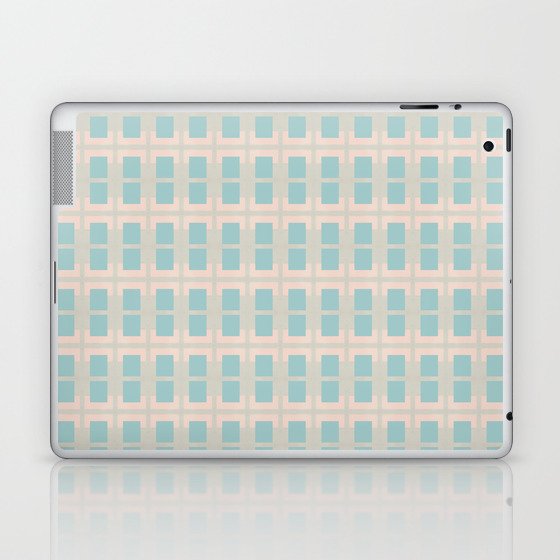 80s Mid Century Rectangles Baby Blue Laptop & iPad Skin