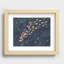 The moon, Venus and shooting star Recessed Framed Print