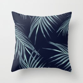 Navy Blue Palm Leaves Dream #1 #tropical #decor #art #society6 Throw Pillow