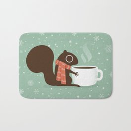 Cute Squirrel Coffee Lover Winter Holiday Badematte