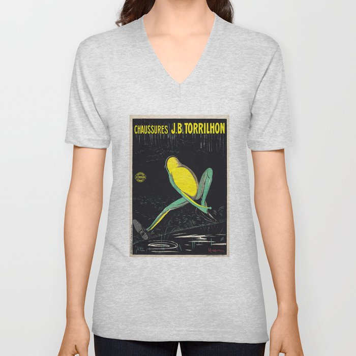 Chaussures J.B. Torrilhon Vintage Frog Advertisment Poster Fashion Décor V Neck T Shirt