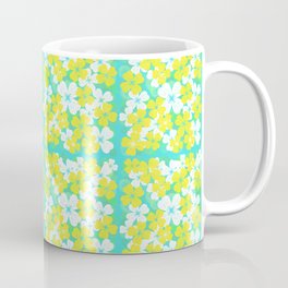 Retro Desert Flowers Yellow on Turquoise Mug