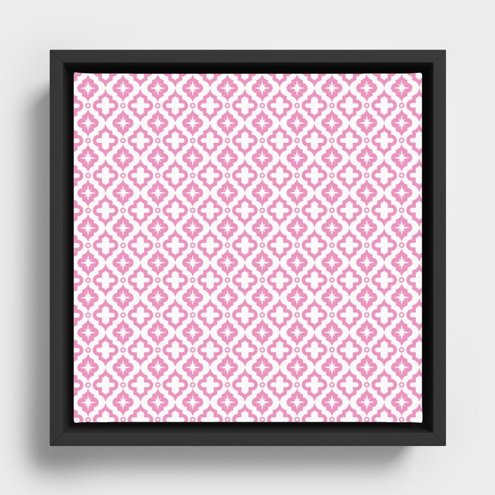 Pink Ornamental Arabic Pattern Framed Canvas