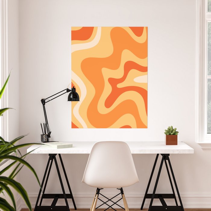 Retro Liquid Swirl Abstract Pattern Square Tangerine Orange Tones