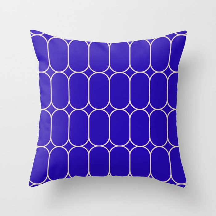 Mod Pods Pattern in Cobalt Blue and Beige Throw Pillow