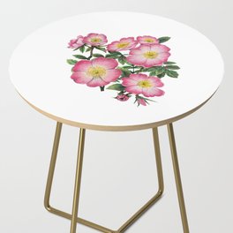 Wild roses pink - white background Side Table