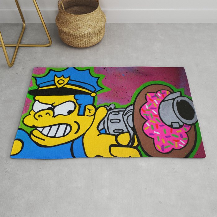 Chief Wiggum Shootin Donuts Rug By Midwestdigital Society6