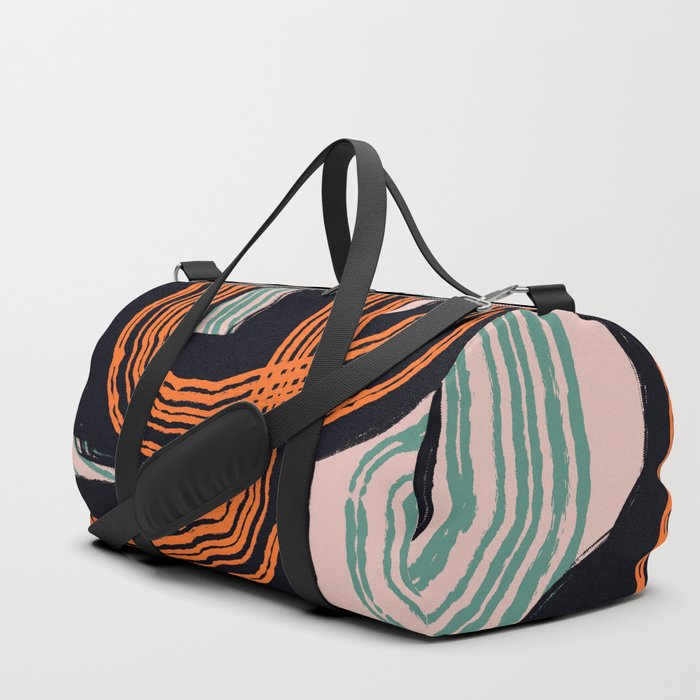 Bold orange muted green stripe pattern Duffle Bag