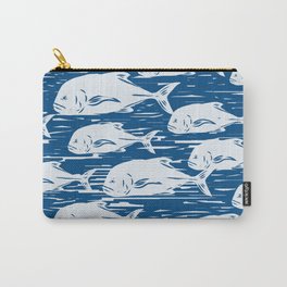 Giant Trevally Ulua Pattern in Blue Carry-All Pouch