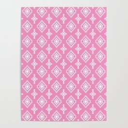 Pink and White Native American Tribal Pattern Poster