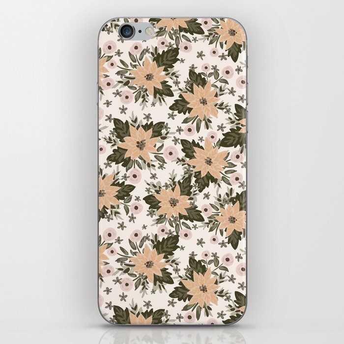 Christmas flower bouquet-beige, cream and forest-green iPhone Skin